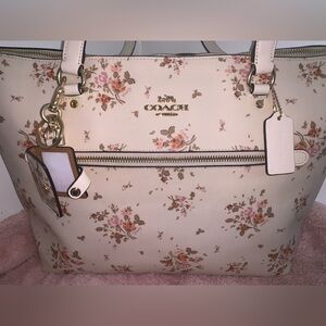 COACH Floral Print With Picture Frame Bag Charm